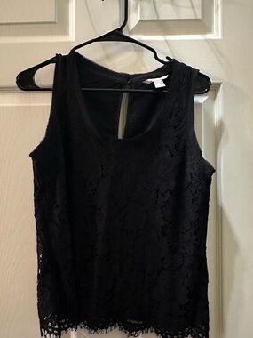 Banana Republic Black Lace Trim Shell
